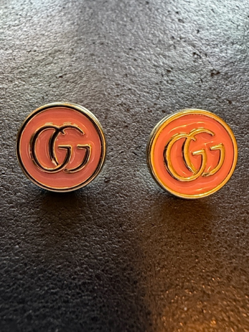 Authentic Gucci Gold-Tone GG Round buttons in Coral